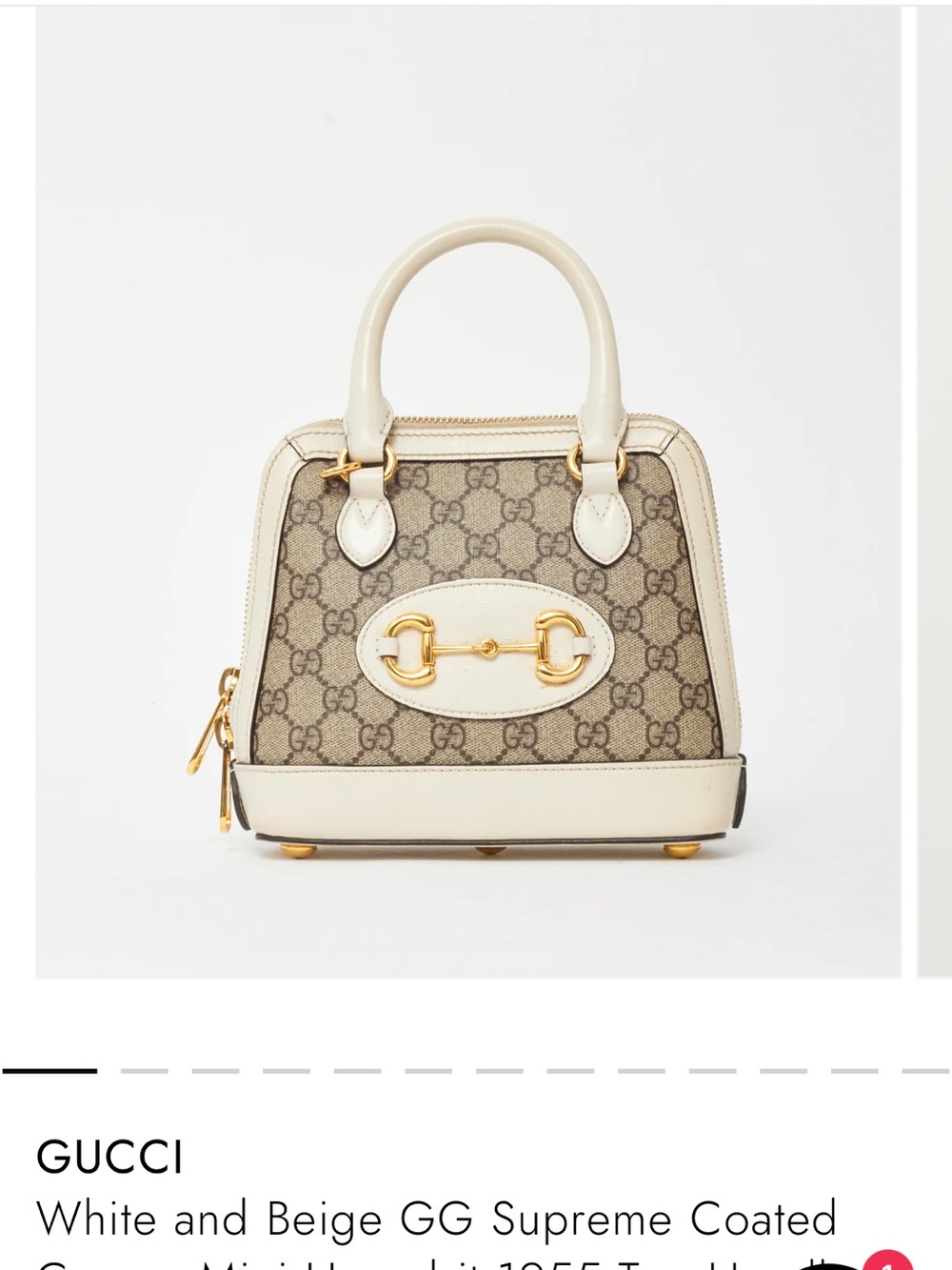 Gucci Beige GG Supreme Canvas Top Handle Satchel with White Trim